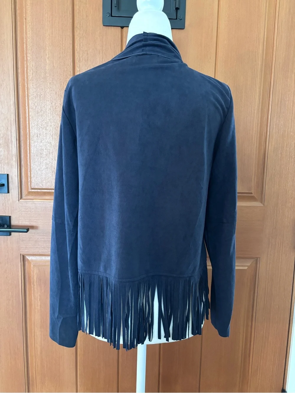 Fringe Open-Front Women's Jacket - Navy